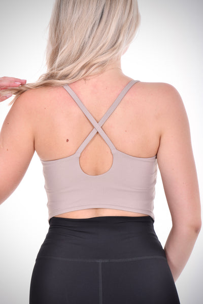 V-Shaped Crop Top (Beige)