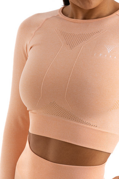 Flex Long Sleeve Crop Top (Peach)