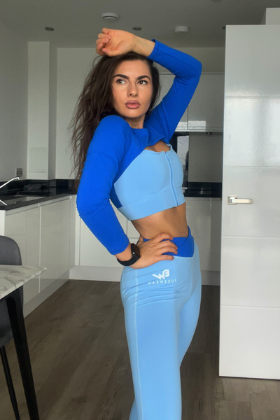 Confetti Long Sleeve Crop Top (Blue)