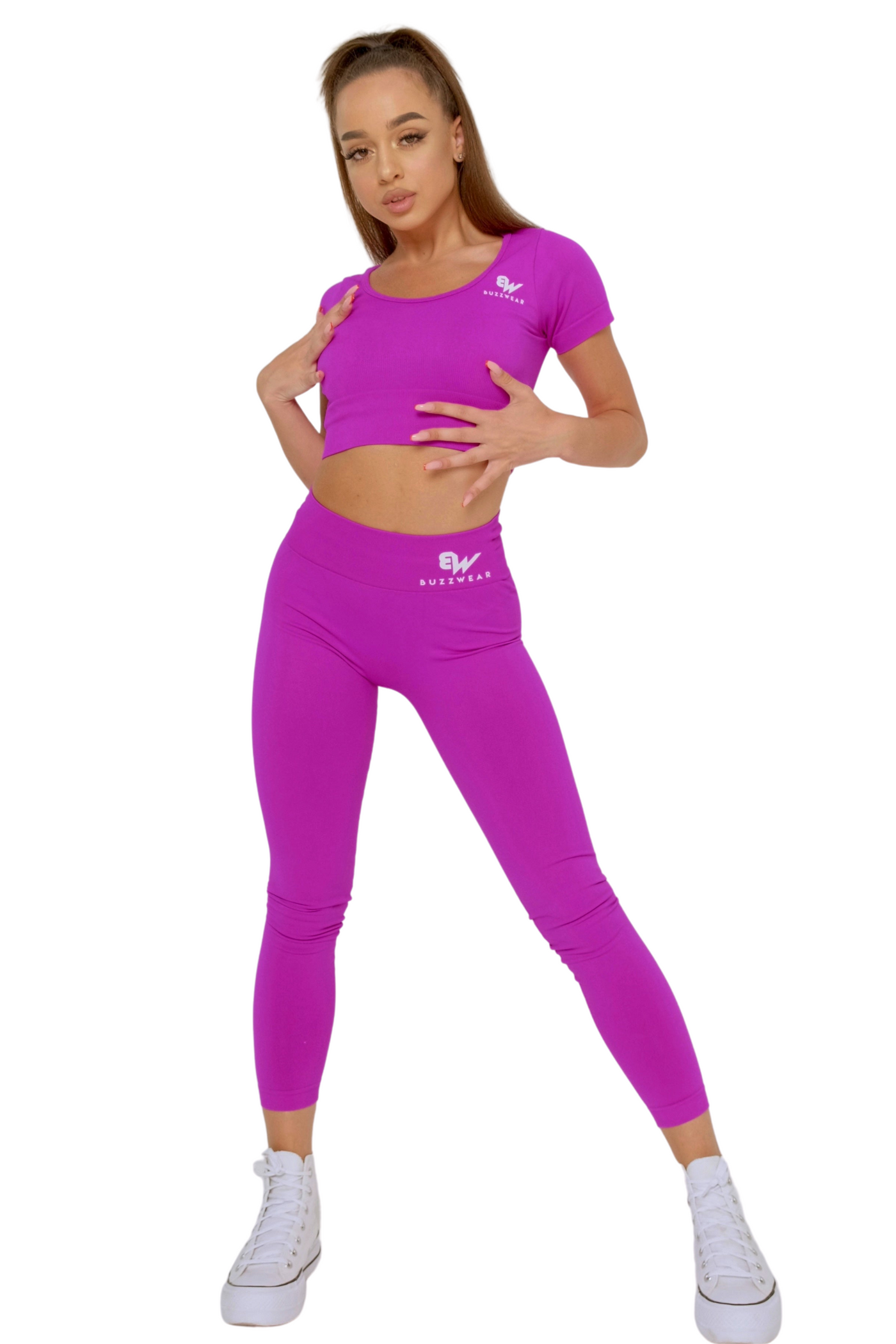 Desire Short Sleeve Crop Top (Fuchsia)