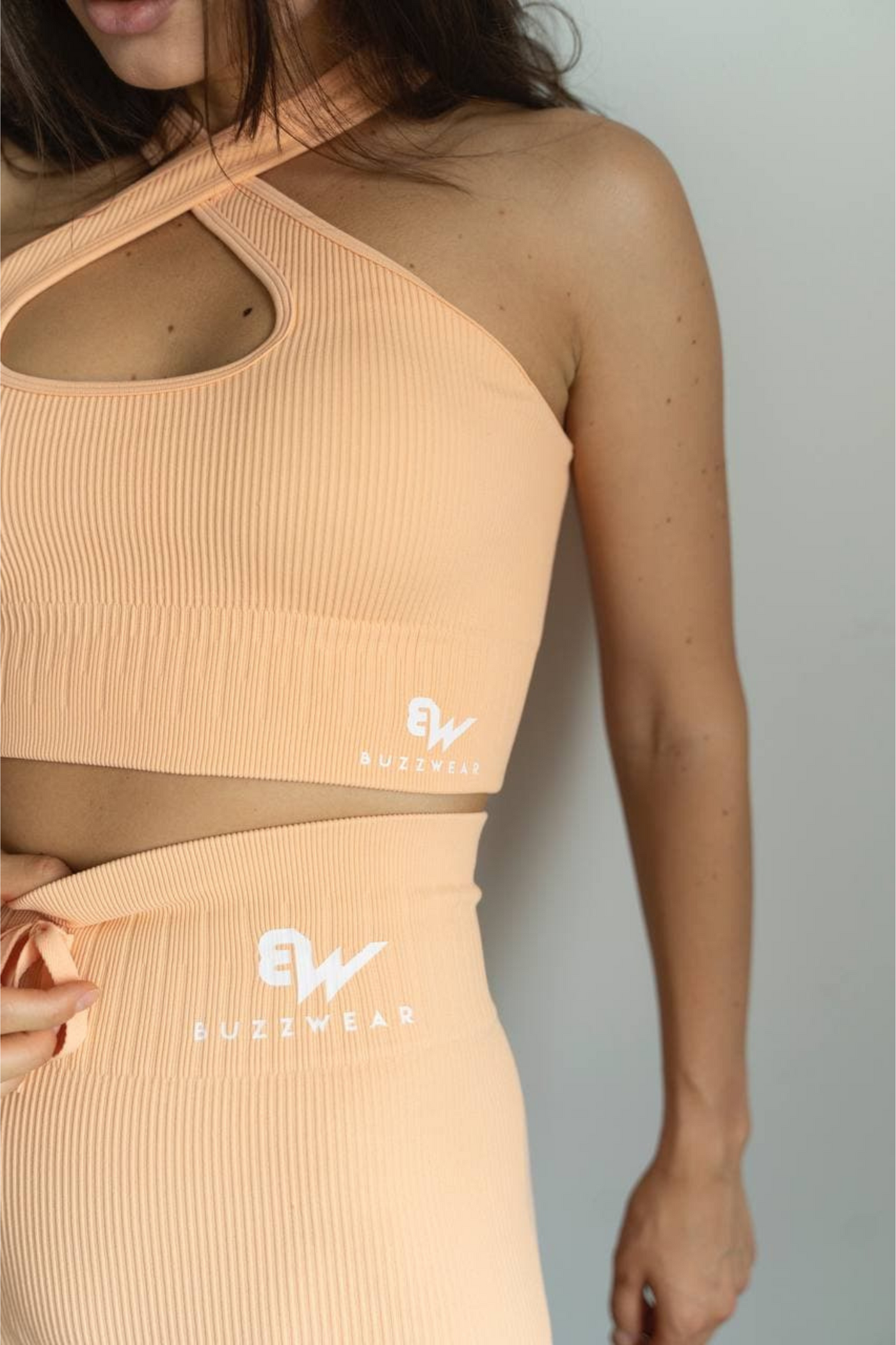 Gratitude Crossover Crop Top (Peach)