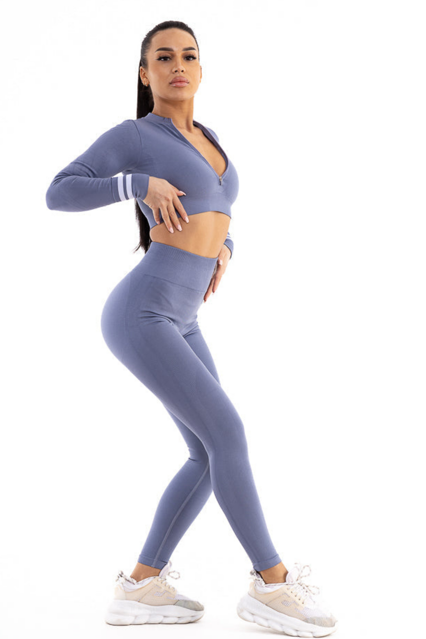 Sexy Body Fit Effect Sportswear (Blue Grey)