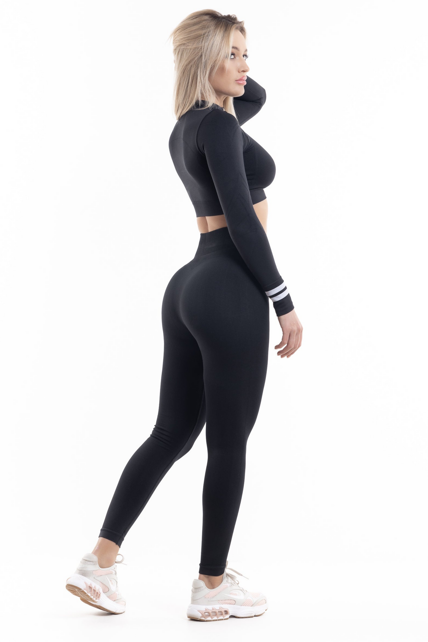 Sexy Body Fit Effect High Waisted Leggings (Black, Dark Grey)