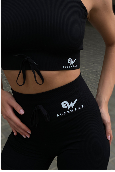 Vitality Short Leggings with Drawstring (Black)