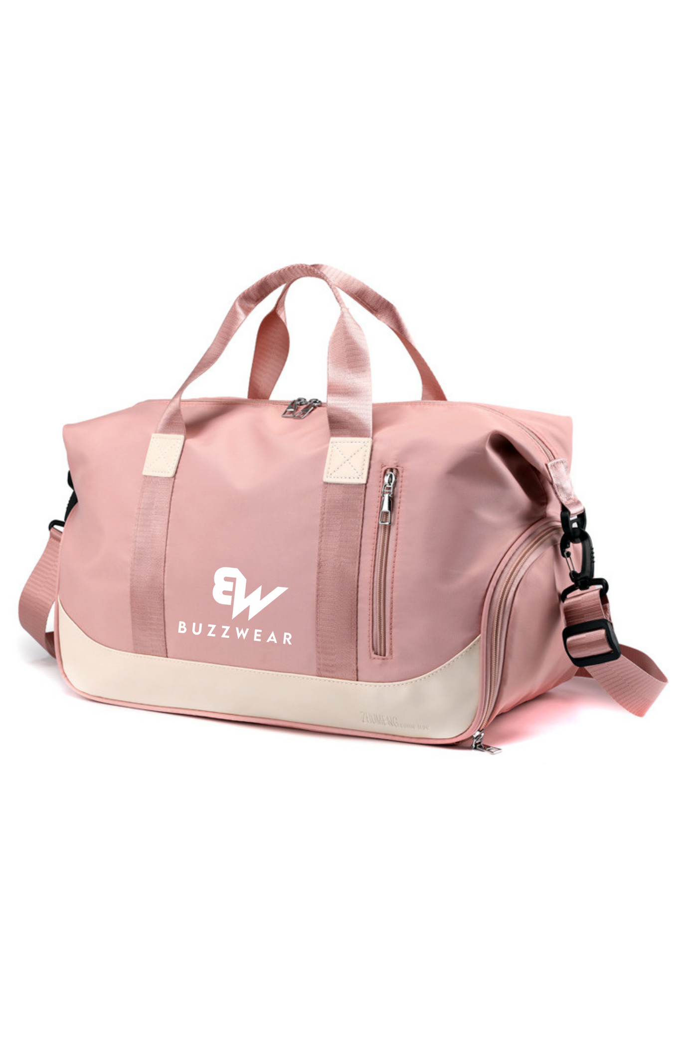 BuzzWear Water Resistant Sports Weekender Duffel Bag with shoes compartment (Pink)