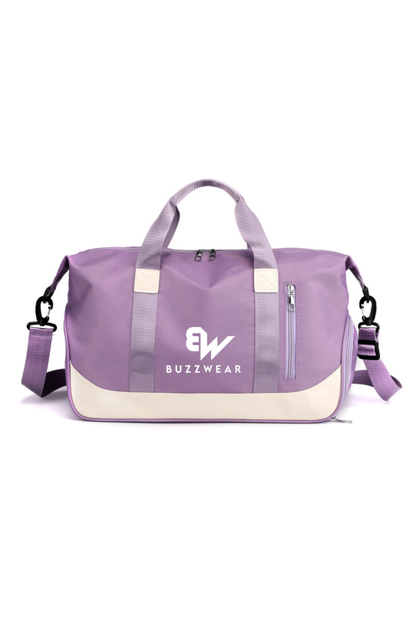 BuzzWear Water Resistant Sports Weekender Duffel Bag with shoes compartment (Purple)