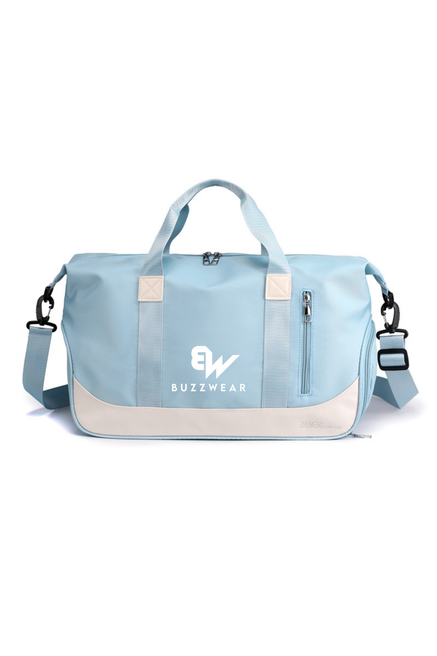 BuzzWear Water Resistant Sports Weekender Duffel Bag with shoes compartment (Sky Blue)