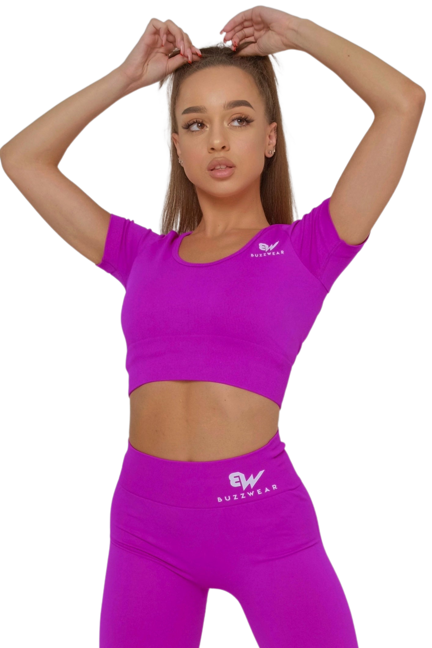 Desire Short Sleeve Crop Top (Fuchsia)