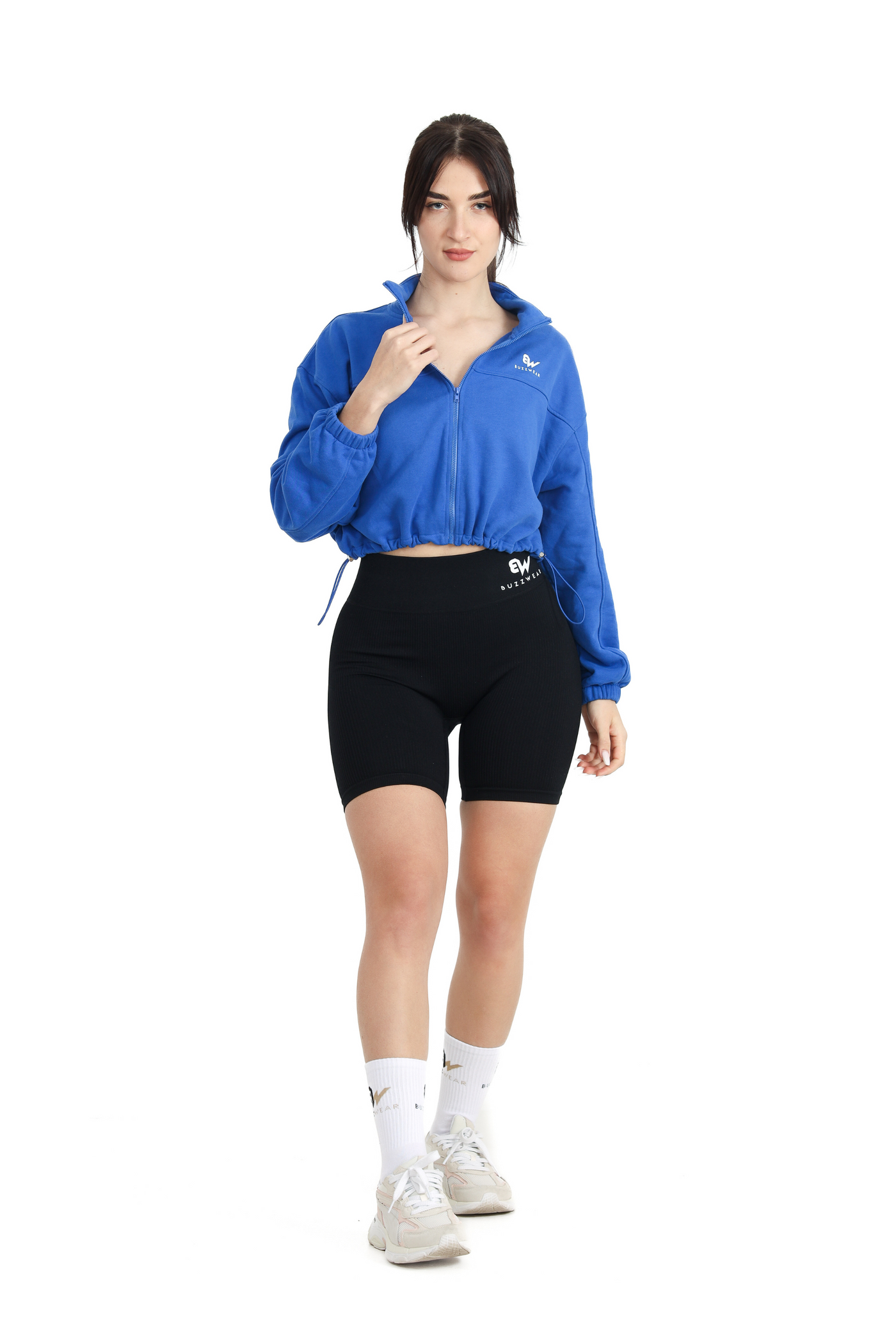 Cropped Zip-up oversize hoodie (Blue)