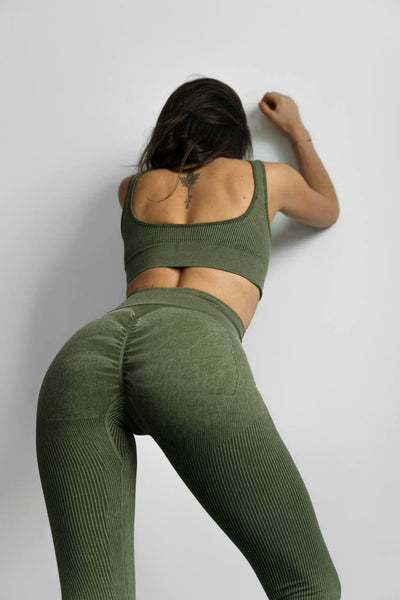 Addiction Scrunch Butt Lifting Leggings (Military Green)