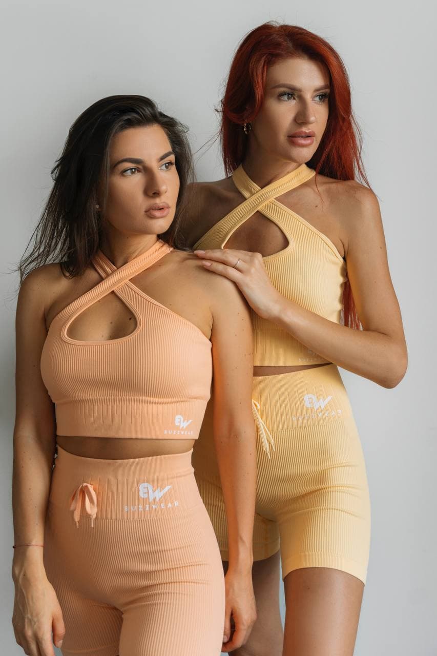 Gratitude Crossover Crop Top (Peach)