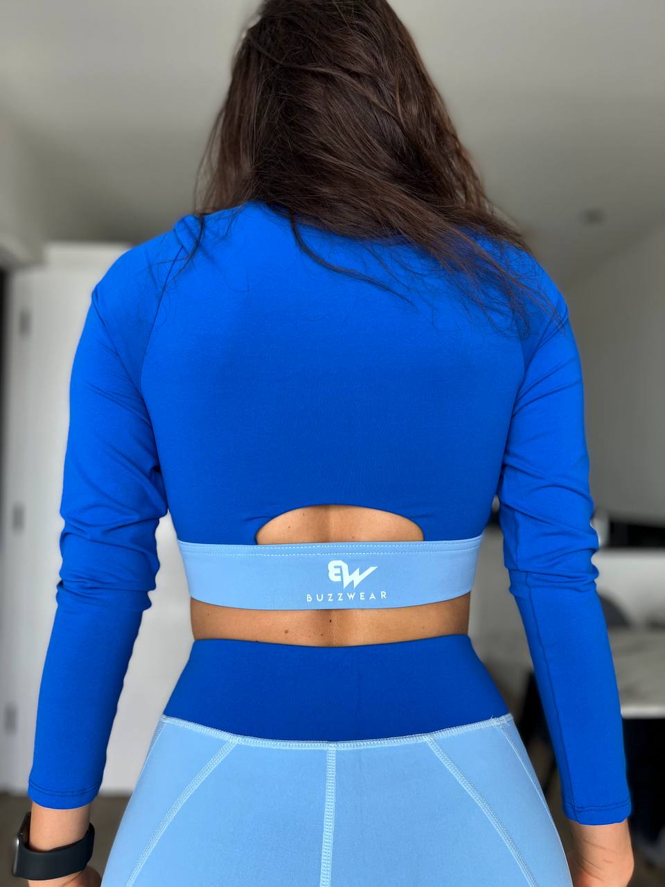 Confetti Long Sleeve Crop Top (Blue)